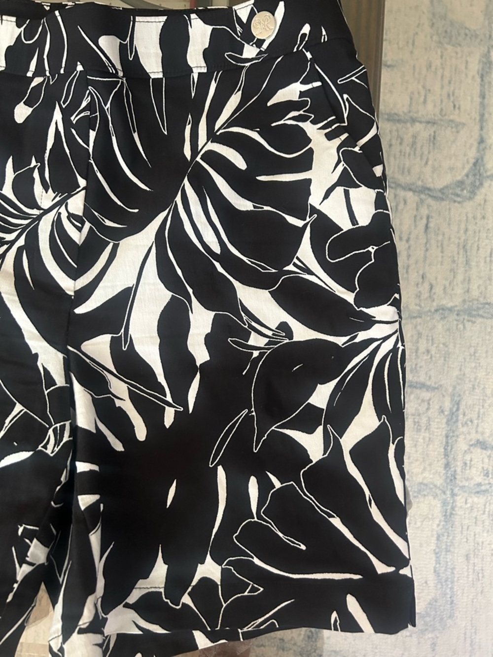 Rafaella Black and White Tropical Print Bermuda Shorts